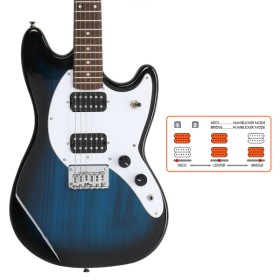  Glarry Full Size 6 String H-H Pickups GMF Electric Guitar with Bag Strap Connector Wrench Tool Blue